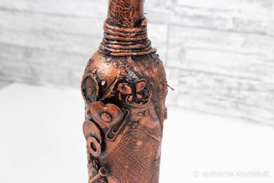 Presentflaska kopparfärgad, mixed media